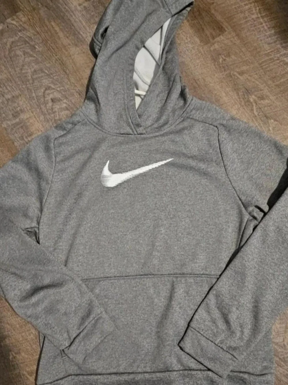 Nike Gray Hooded Sweatshirt with White Swoosh